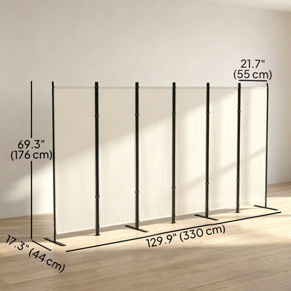 6 Panel Room Divider, 6 Ft Folding Privacy Screen, Portable Freestanding Partition Wall Divider, Beige