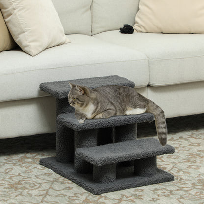 3 Tier Pet Stairs Dog Cat Step Scratch Post Furniture,  Dark Grey