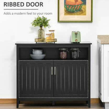 Sideboard Buffet Server Storage Cabinet Console Table with 2 Doors and Adjustable Shelves for Kitchen & Dining Room, Bla