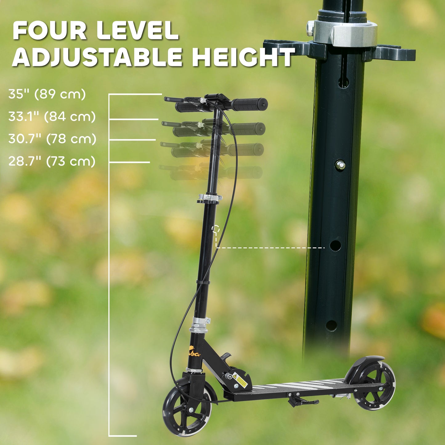 Qaba Scooter for Kids Ages 3-8 with Light Up Wheels, Adjustable Handlebar, Rear Brake & Handbrake for Girls and Boys, Bl
