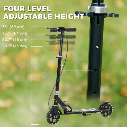 Qaba Scooter for Kids Ages 3-8 with Light Up Wheels, Adjustable Handlebar, Rear Brake & Handbrake for Girls and Boys, Bl