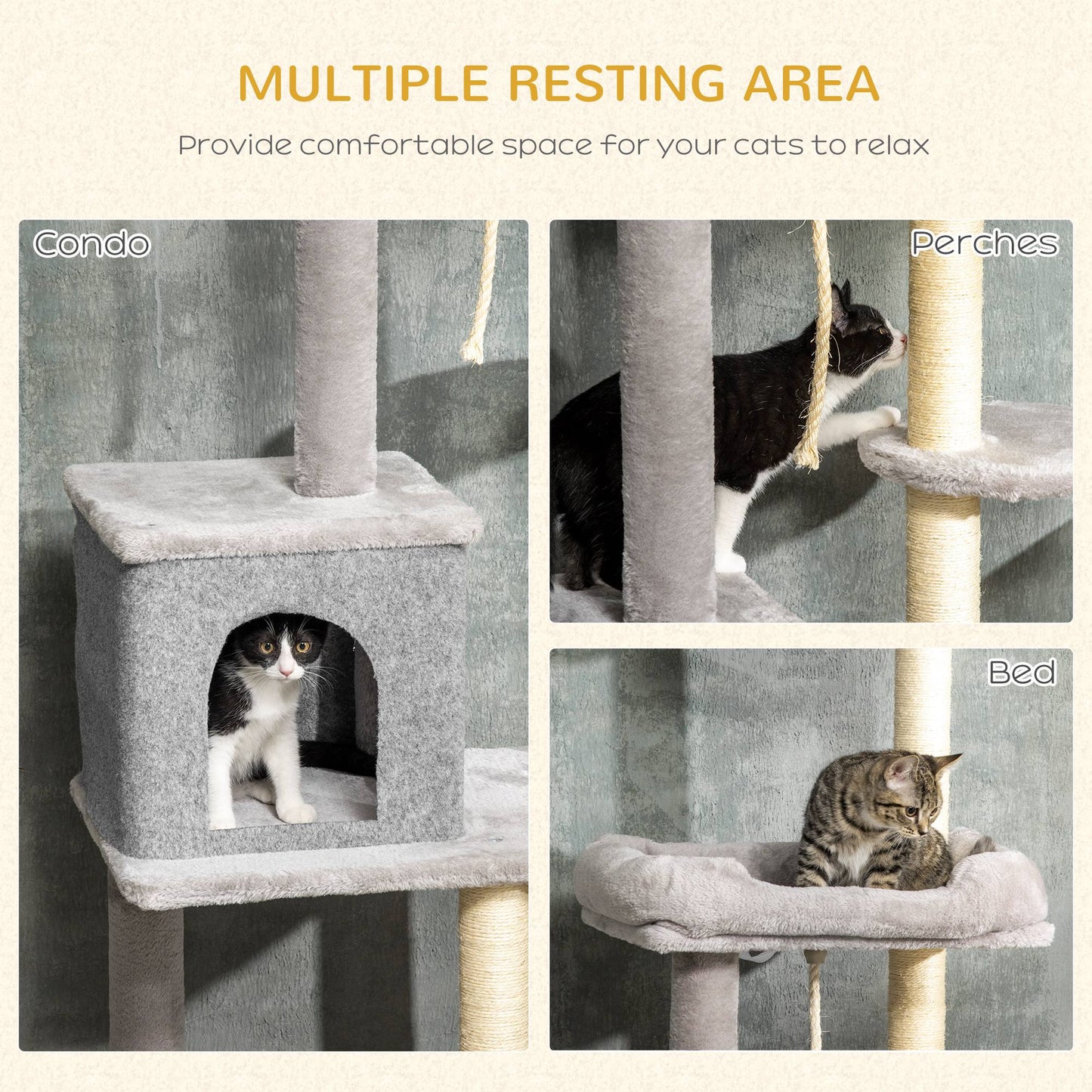 Cat Tree Floor to Ceiling Cat Tower Height Adjustable( 85-101 Inches), Tall Large Cat Climbing Activity Center with Scra