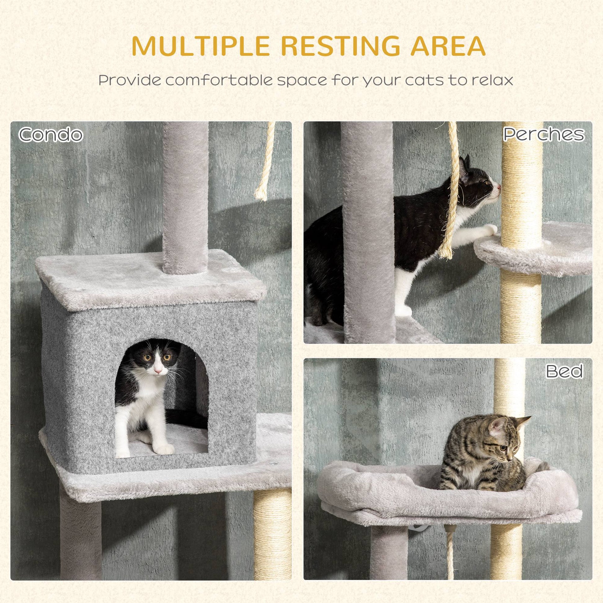 Cat Tree Floor to Ceiling Cat Tower Height Adjustable( 85-101 Inches), Tall Large Cat Climbing Activity Center with Scra