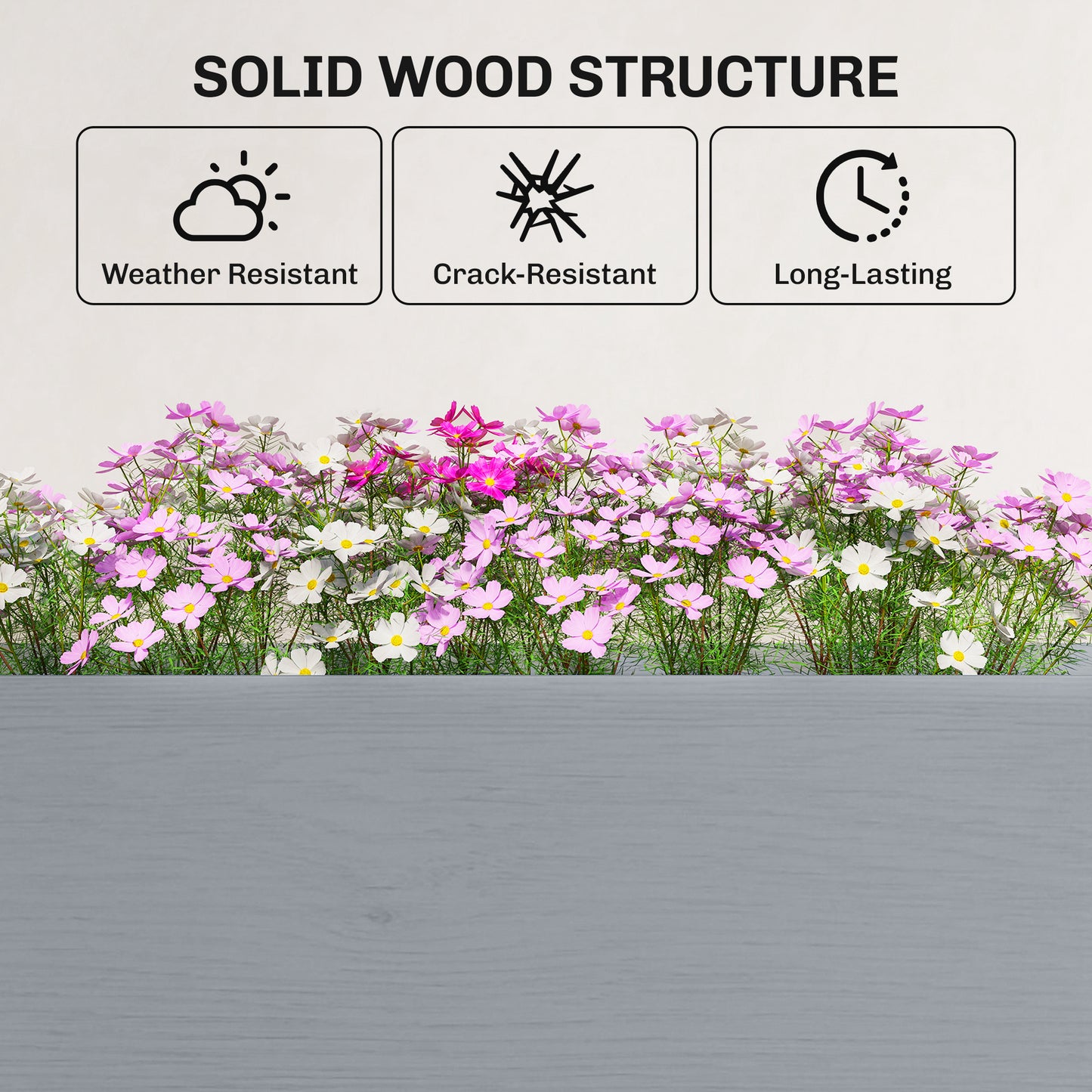 Wooden Raised Garden Bed with Legs, 72" x 23" x 30" Elevated Outdoor Planter Box with 6 Drainage Holes