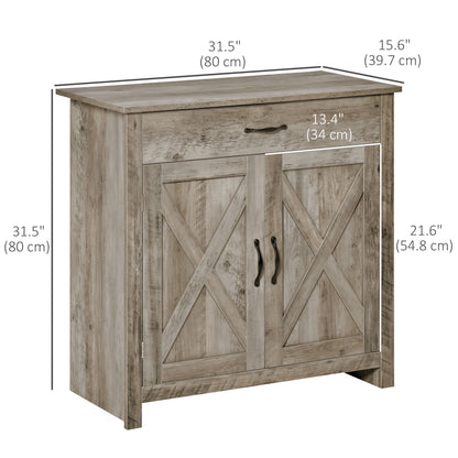Farmhouse Sideboard Buffet Cabinet, Storage Cabinet with Barn Doors, Ash Grey