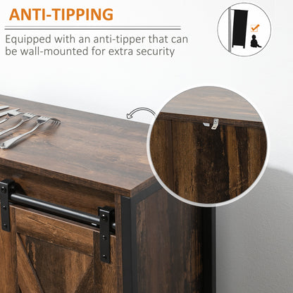 Industrial Sideboard, Buffet Cabinet with Sliding Barn Doors, Storage Cabinets and Adjustable Shelves for Living Room, K