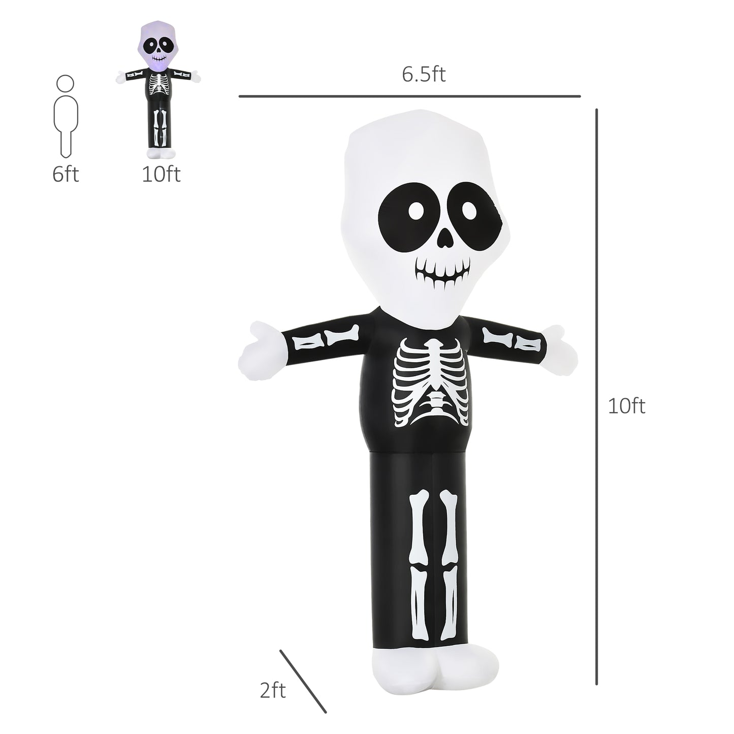 10ft Halloween Inflatable Skeleton Ghost Decoration, LED Lighted for Home Indoor Outdoor Garden Lawn Decoration Party Pr