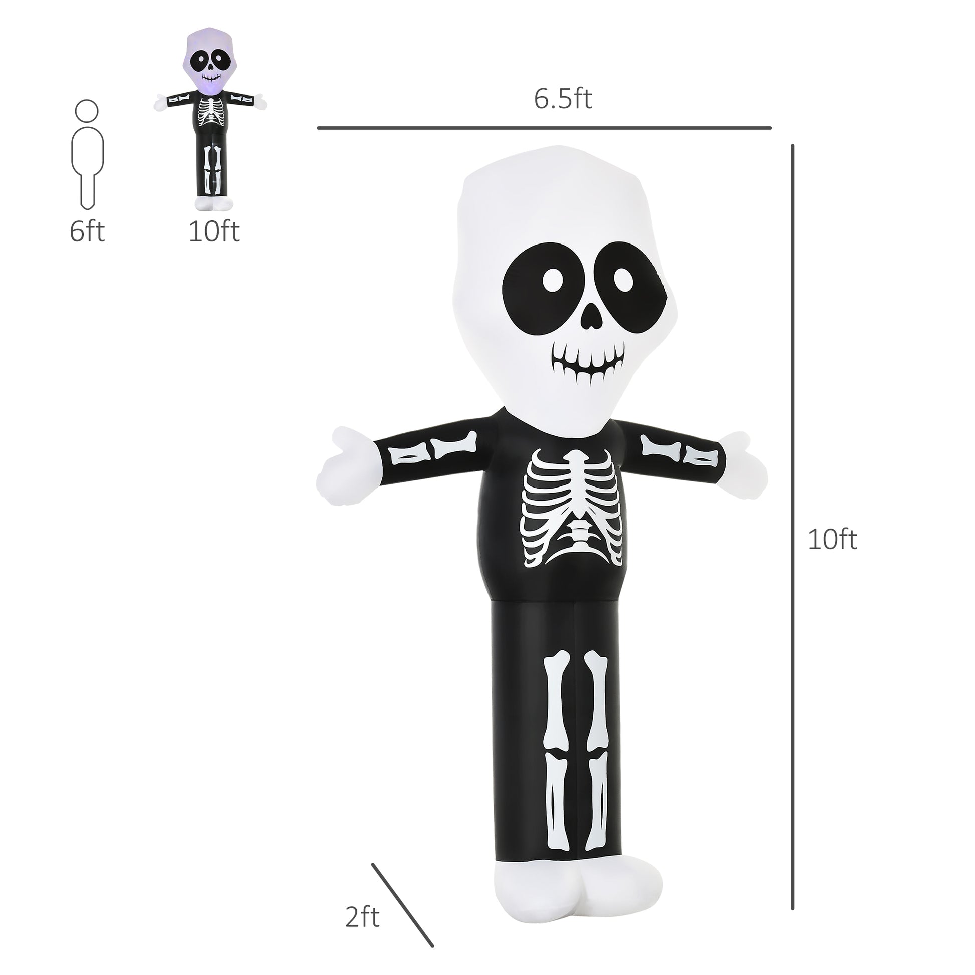 10ft Halloween Inflatable Skeleton Ghost Decoration, LED Lighted for Home Indoor Outdoor Garden Lawn Decoration Party Pr