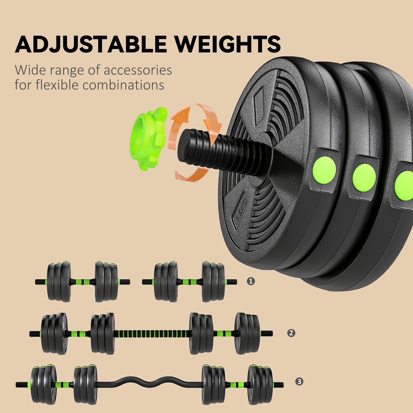 Soozier Adjustable Dumbbell Set, 3 in 1 Weights Dumbbells Set for Home Gym, 55lb Free Weights with Connector and Non-Sli
