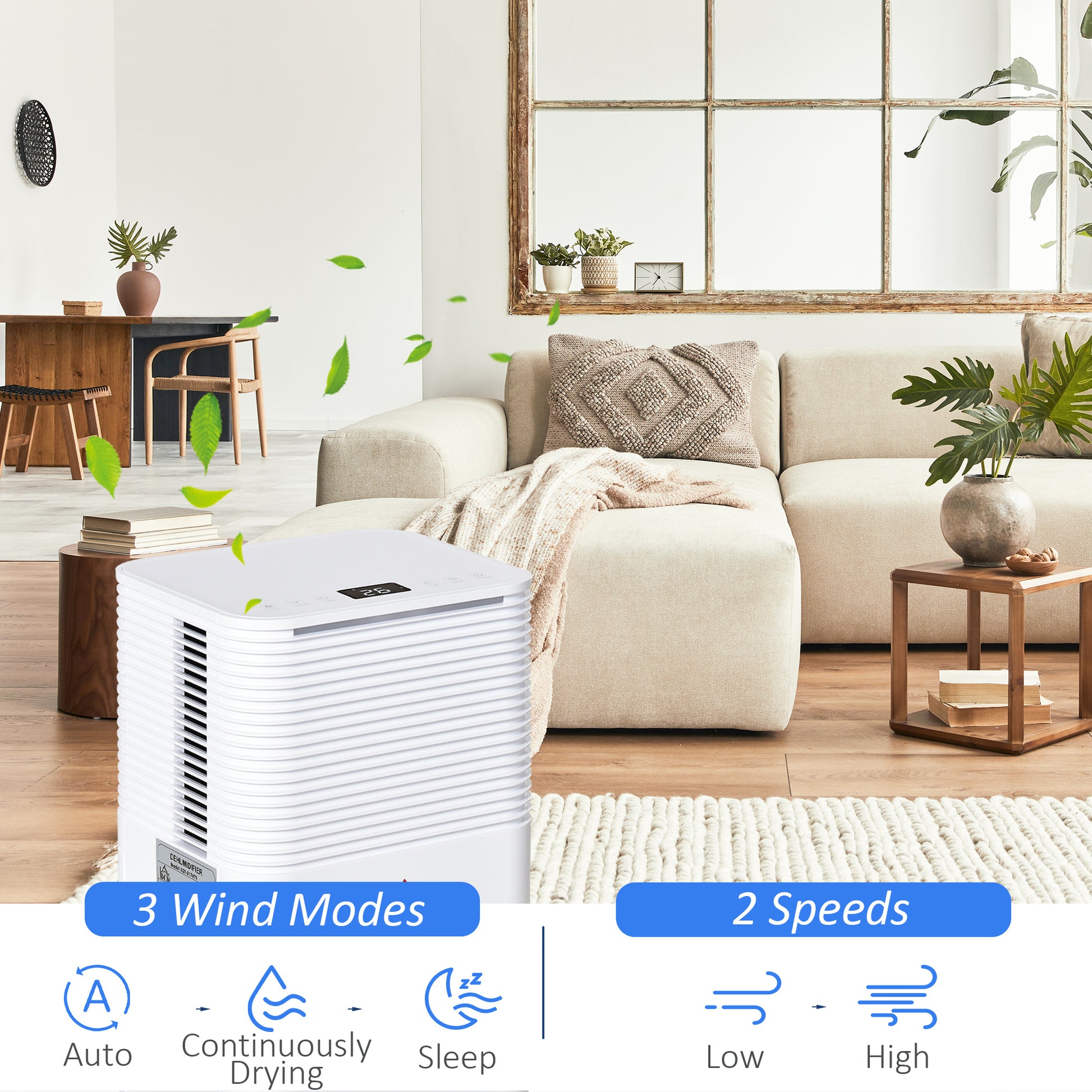1500 sq.Ft Portable Quiet Dehumidifier for Home Laundry Room Bedroom Basement, 25pt Electric Moisture Air De-Humidifier 