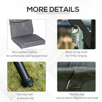 3 Seat Outdoor Swing Chair Steel Swing Bench Porch Swing With Adjustable Canopy, Coffee Tables and Cushion for Patio Gar