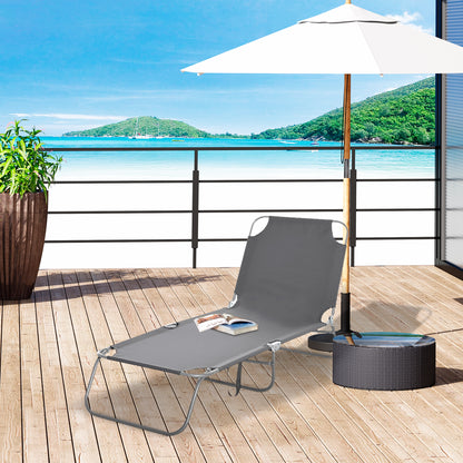 Folding Outdoor Lounge Chair, Portable Reclining Beach Lounger with Breathable Mesh Fabric, Sun Lounge Bed Camping Cot f