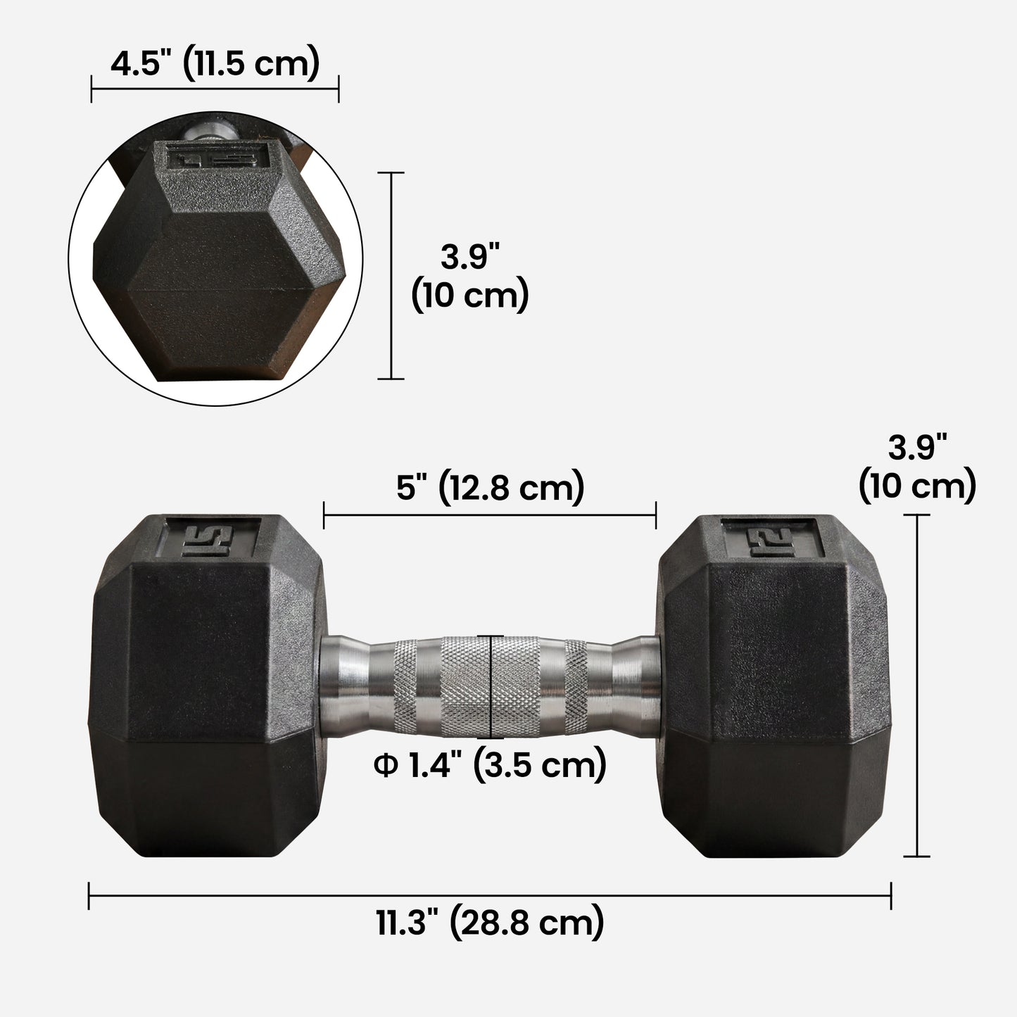Soozier Rubber Dumbbells Weight Set, Total 30lbs Dumbbell Hand Weight for Body Fitness Training for Home Office Gym, 2 x