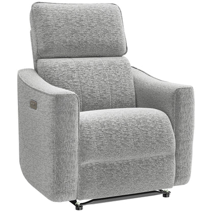 Power Recliner Chair, Chenille Upholstered Recliner Chair with USB Ports, Footrest, Grey