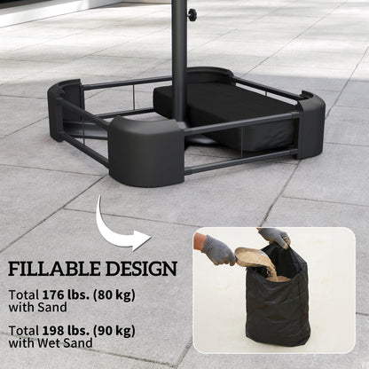 Garden Parasol Base 176 lbs Sand Filled Heavy Duty Stand for Cantilever Umbrellas and 1.89" Poles Black