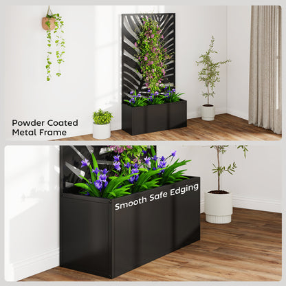 Metal Garden Bed with Trellis for Climbing Plants, Freestanding or Wall Mounted Flower Bed for Garden, Patio, Balcony