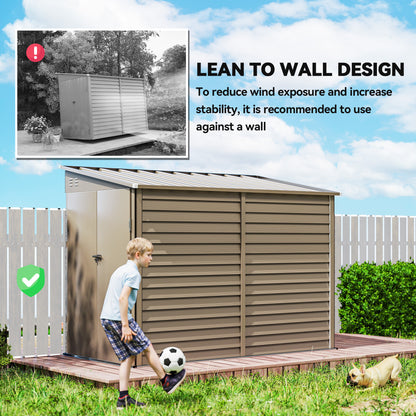 4.6' x 9' Steel Outdoor Storage Shed, Lean to Shed, Metal Tool House with Foundation Kit, Lockable Doors, Gloves and 2 A