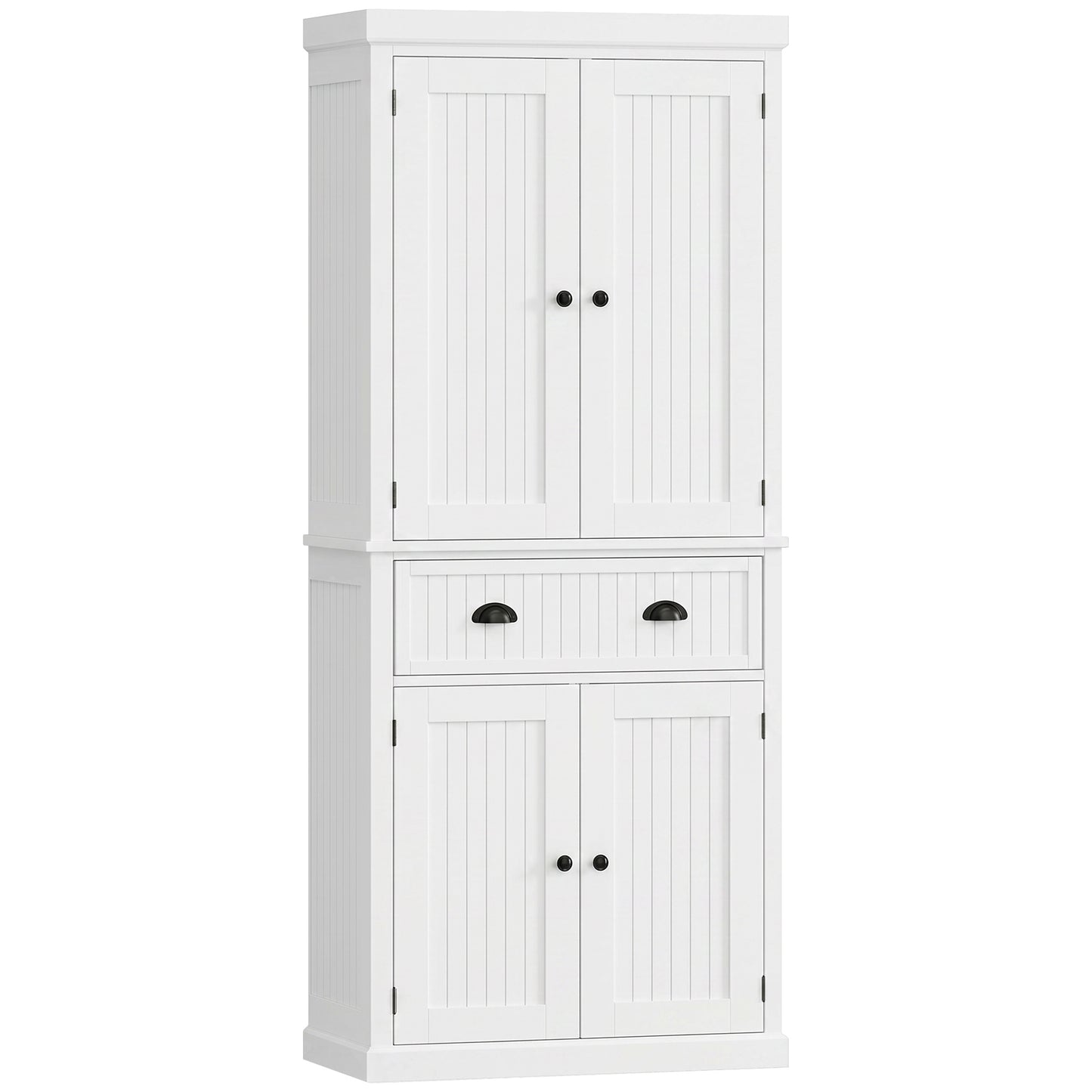72" Kitchen Pantry, Freestanding Storage Cabinet with Drawer, Doors, White