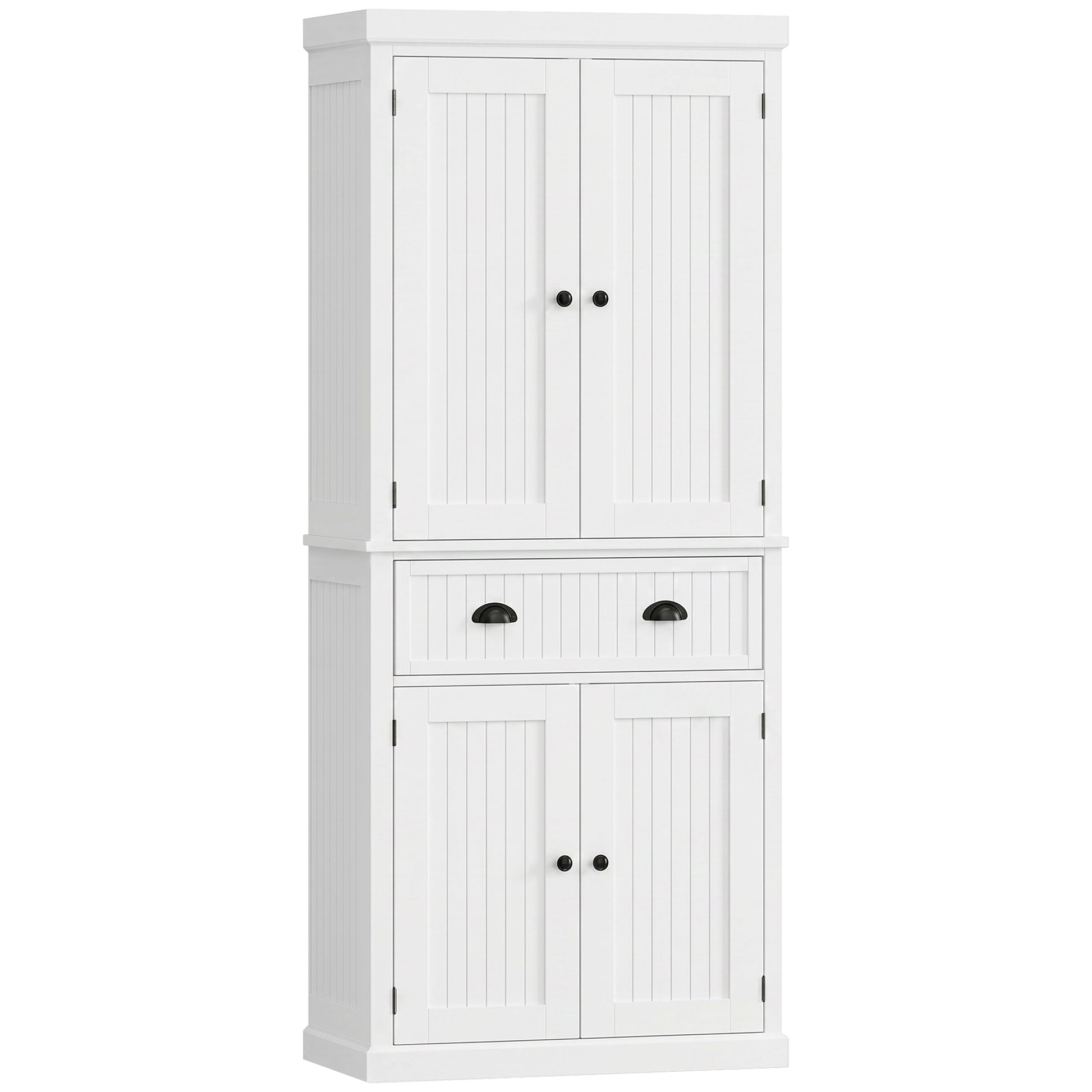 72" Kitchen Pantry, Freestanding Storage Cabinet with Drawer, Doors, White