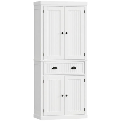 72" Kitchen Pantry, Freestanding Storage Cabinet with Drawer, Doors, White