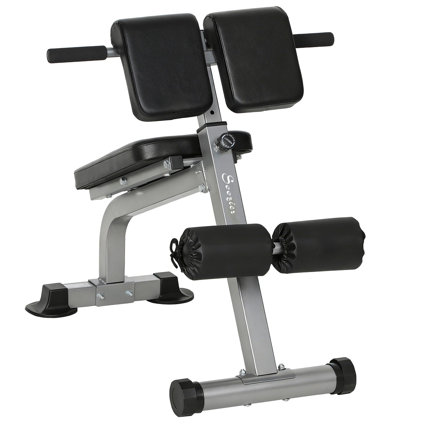 Soozier Roman Chair Back Extension Machine, Height Adjustable Hyperextension Bench, 38" x 26.8" x 27.2–43.3", Silver Ton