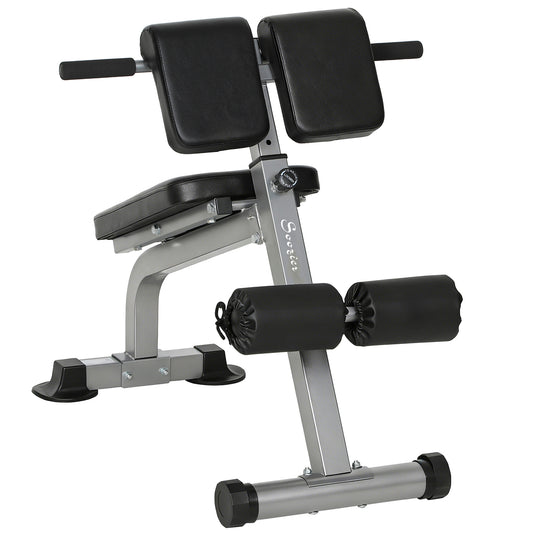 Soozier Roman Chair Back Extension Machine, Height Adjustable Hyperextension Bench, 38" x 26.8" x 27.2–43.3", Silver Ton