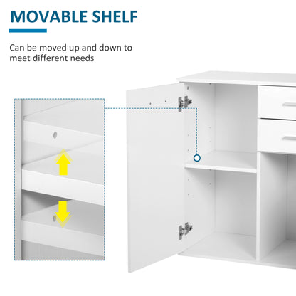 High Gloss Sideboard with 2 Drawers and 2 Doors, Buffet Cabinet with Adjustable Shelf, Coffee Bar Cabinet with Storage, 