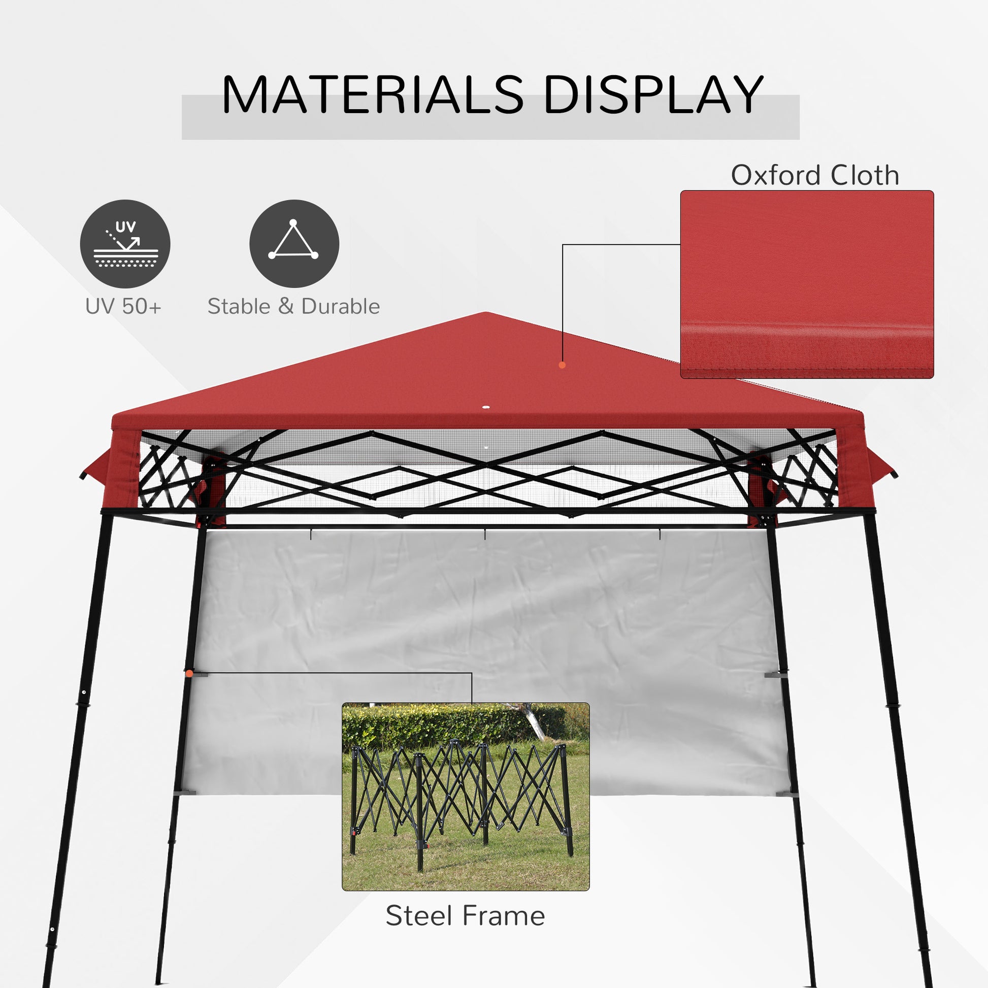 7' x 7' Garden Foldable Pop Up Gazebo Tent with Backpack & Inclined Legs Outdoor Party Canopy, Red & Black