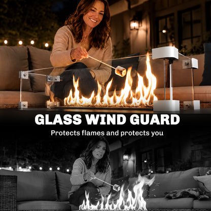 Propane Gas Fire Pit Table, Outdoor Firepit with 43" Steel Tabletop and Lid, 50,000 BTU Pulse Ignition Fire Table w/ Sta
