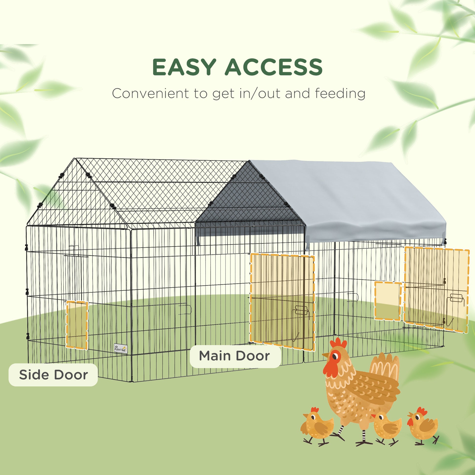 87" Small Animal Cage with Roof, Indoor/Outdoor Use,  for Chicken, Rabbits, Chinchillas, Silver