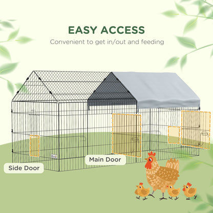 87" Small Animal Cage with Roof, Indoor/Outdoor Use,  for Chicken, Rabbits, Chinchillas, Silver