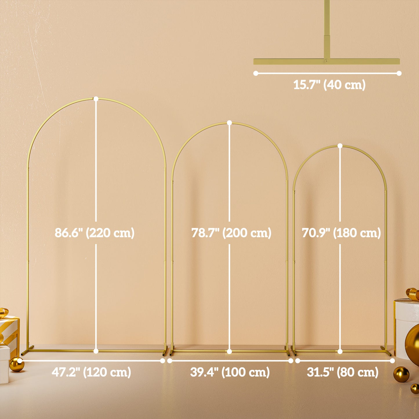 Wedding Arch, 7/6.5/6 ft Metal Balloon Arch Backdrop Stand Set of 3 for Birthday Party, Bridal Shower, Graduation, Cerem