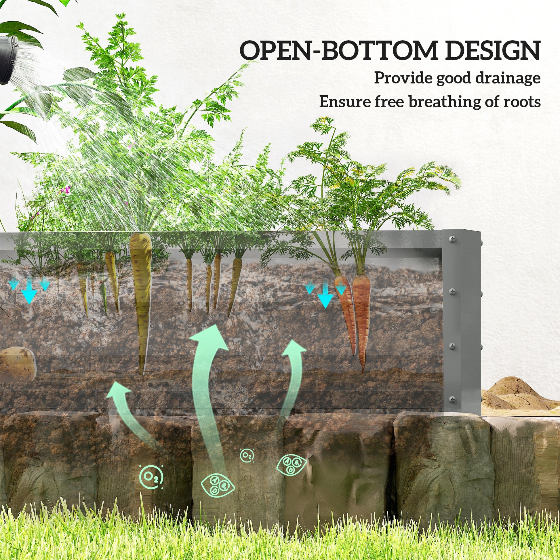 L-Shaped Raised Garden Bed, 82" x 109" x 12" Galvanized Steel Planter Box with Multi-reinforced Rods for Vegetables, Flo