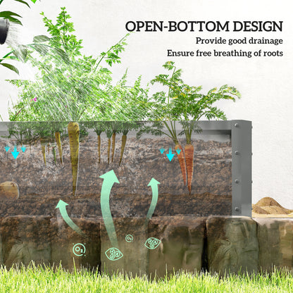 L-Shaped Raised Garden Bed, 82" x 109" x 12" Galvanized Steel Planter Box with Multi-reinforced Rods for Vegetables, Flo