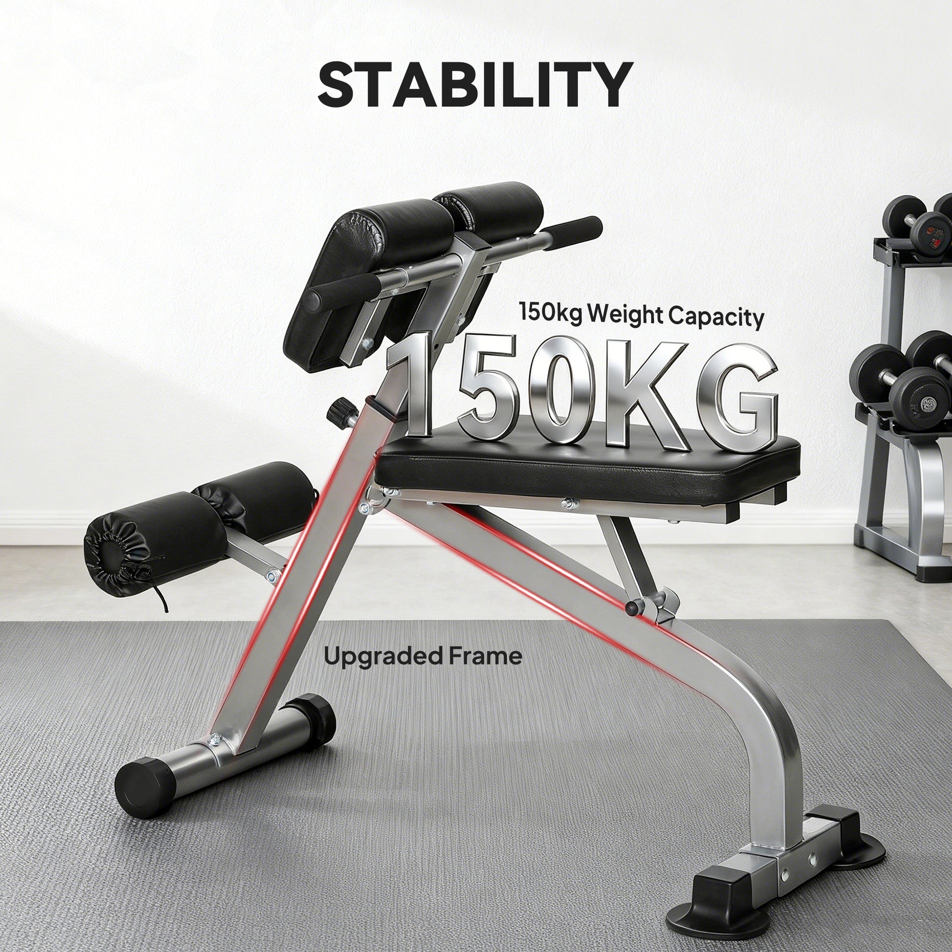 Soozier Roman Chair Back Extension Machine, Height Adjustable Hyperextension Bench, 38" x 26.8" x 27.2–43.3", Silver Ton