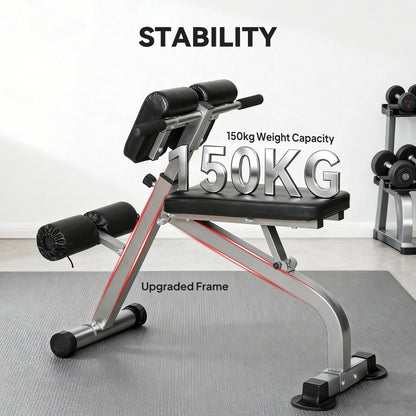 Soozier Roman Chair Back Extension Machine, Height Adjustable Hyperextension Bench, 38" x 26.8" x 27.2–43.3", Silver Ton