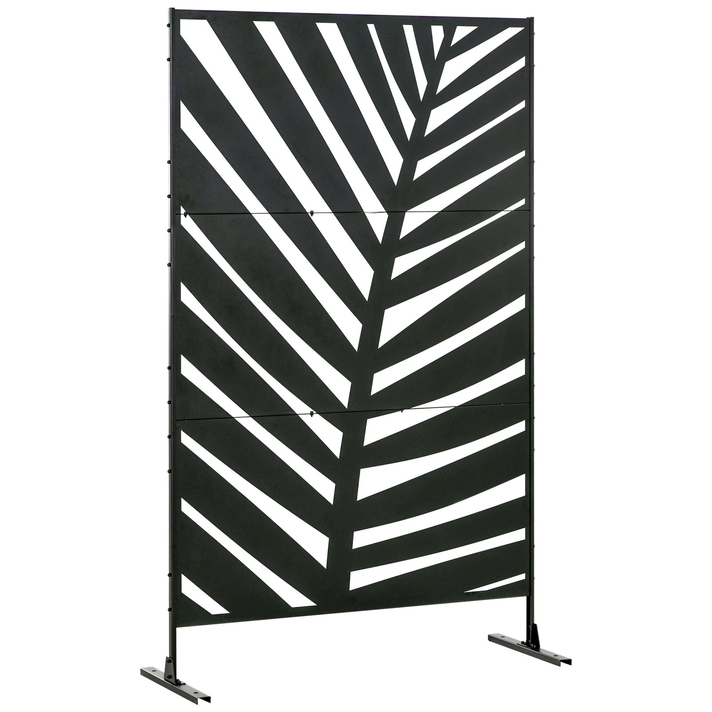 Metal Outdoor Privacy Screen, 48" x 78" H Decorative Outdoor Divider with Stand and Expansion Screws, Freestanding Priva