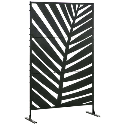 Metal Outdoor Privacy Screen, 48" x 78" H Decorative Outdoor Divider with Stand and Expansion Screws, Freestanding Priva