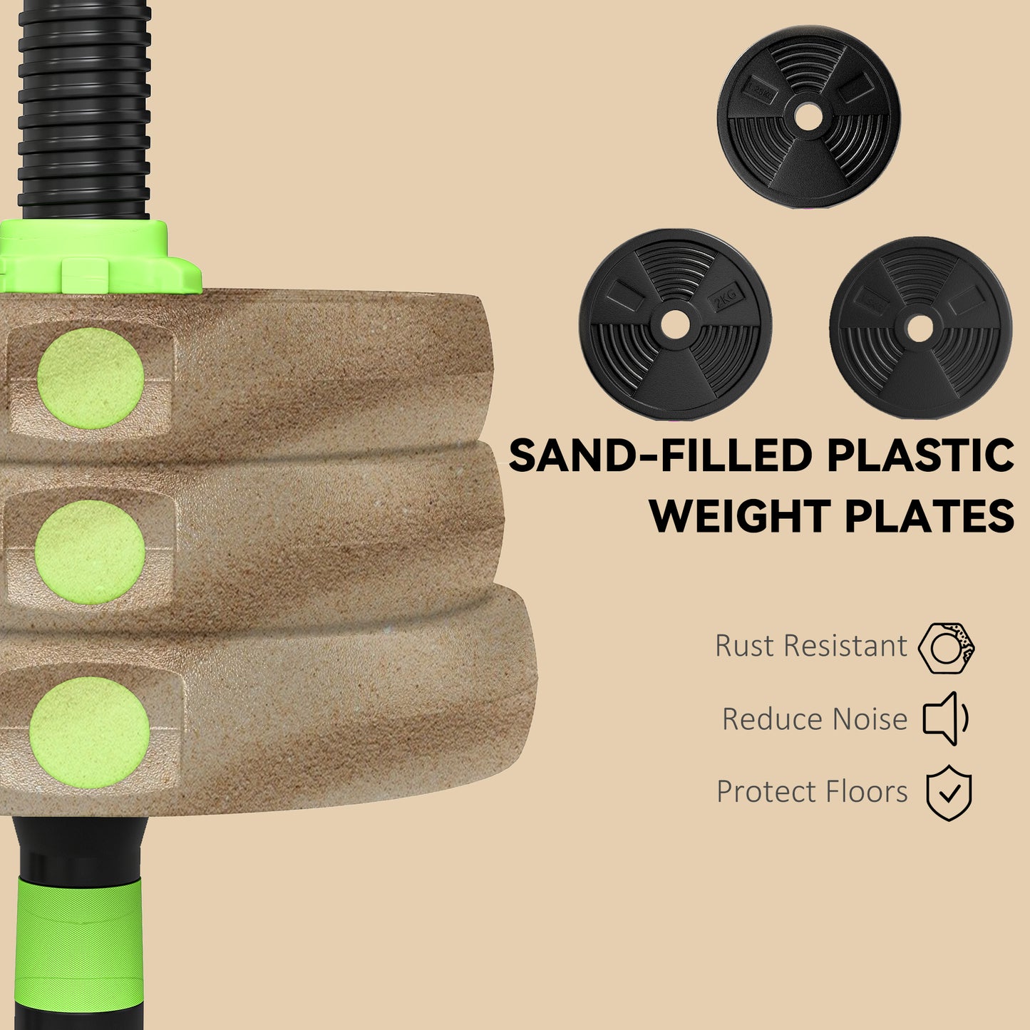 Soozier Adjustable Dumbbell Set, 3 in 1 Weights Dumbbells Set for Home Gym, 44lb Free Weights with Connector and Non-Sli