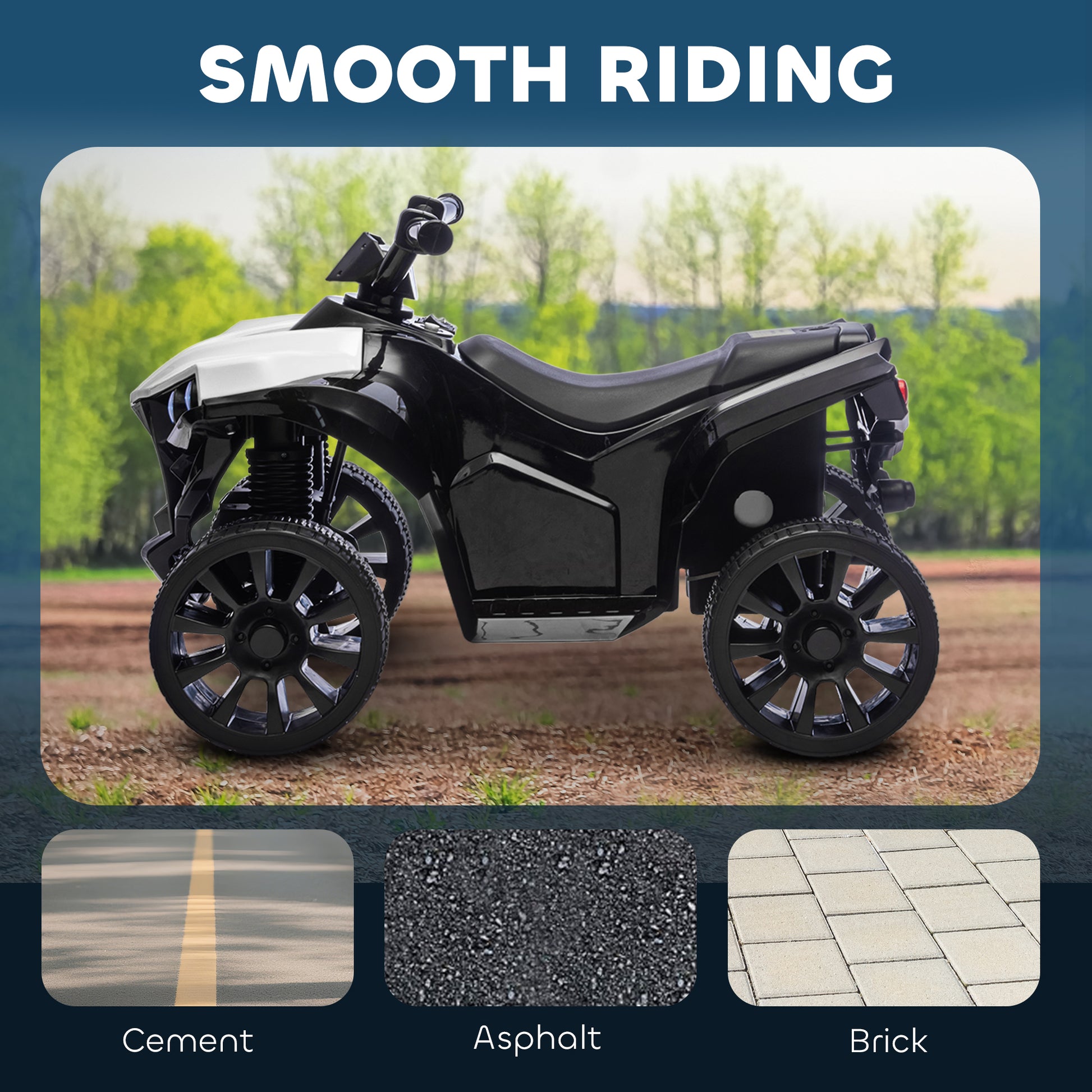 Qaba 6V Kids ATV, 4 Wheeler Electric Ride on Car with Music and LED Headlights, for Ages 37-72 Months Boys and Girls, Wh