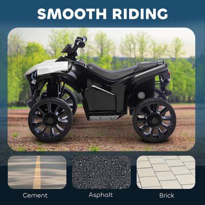 Qaba 6V Kids ATV, 4 Wheeler Electric Ride on Car with Music and LED Headlights, for Ages 37-72 Months Boys and Girls, Wh