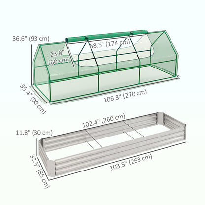 8.6 x 3 x 1ft Raised Garden Bed with Mini Greenhouse, Galvanized Raised Garden Bed with Cover for Herbs and Vegetables, 