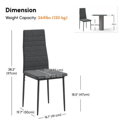 Modern Dining Chairs Set of 4, Upholstered Linen Fabric Kitchen Chairs with Channel Tufting and Metal Legs for Living Ro