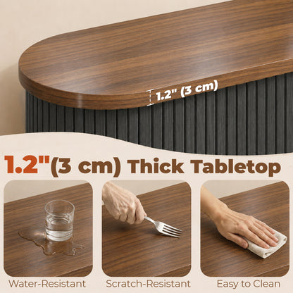 Fluted Sideboard Buffet Cabinet, 55" Modern Coffee Bar Cabinet with Sliding Doors and Adjustable Shelves, Black