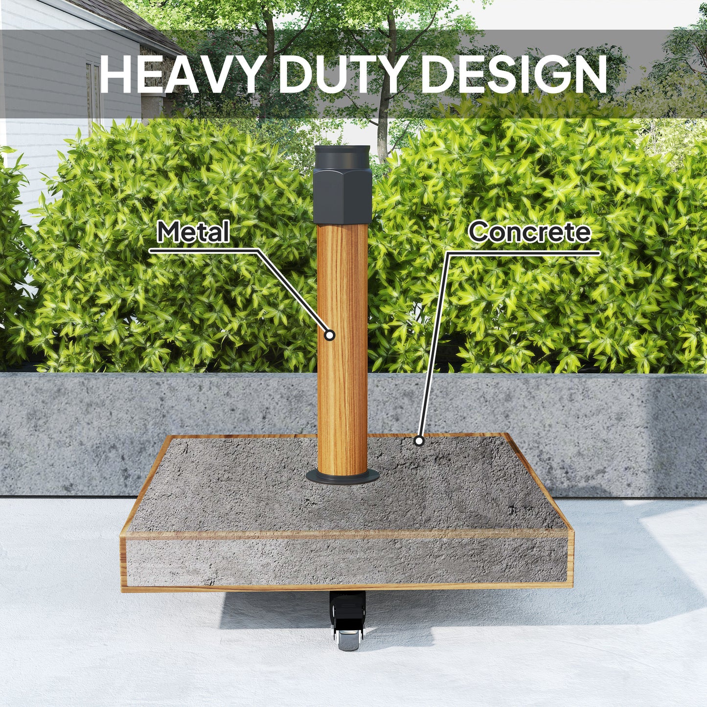 57 lbs Metal Square Patio Umbrella Base Holder, Outdoor Umbrella Stand with Wheels, Heavy Duty Patio Umbrella Stand Base