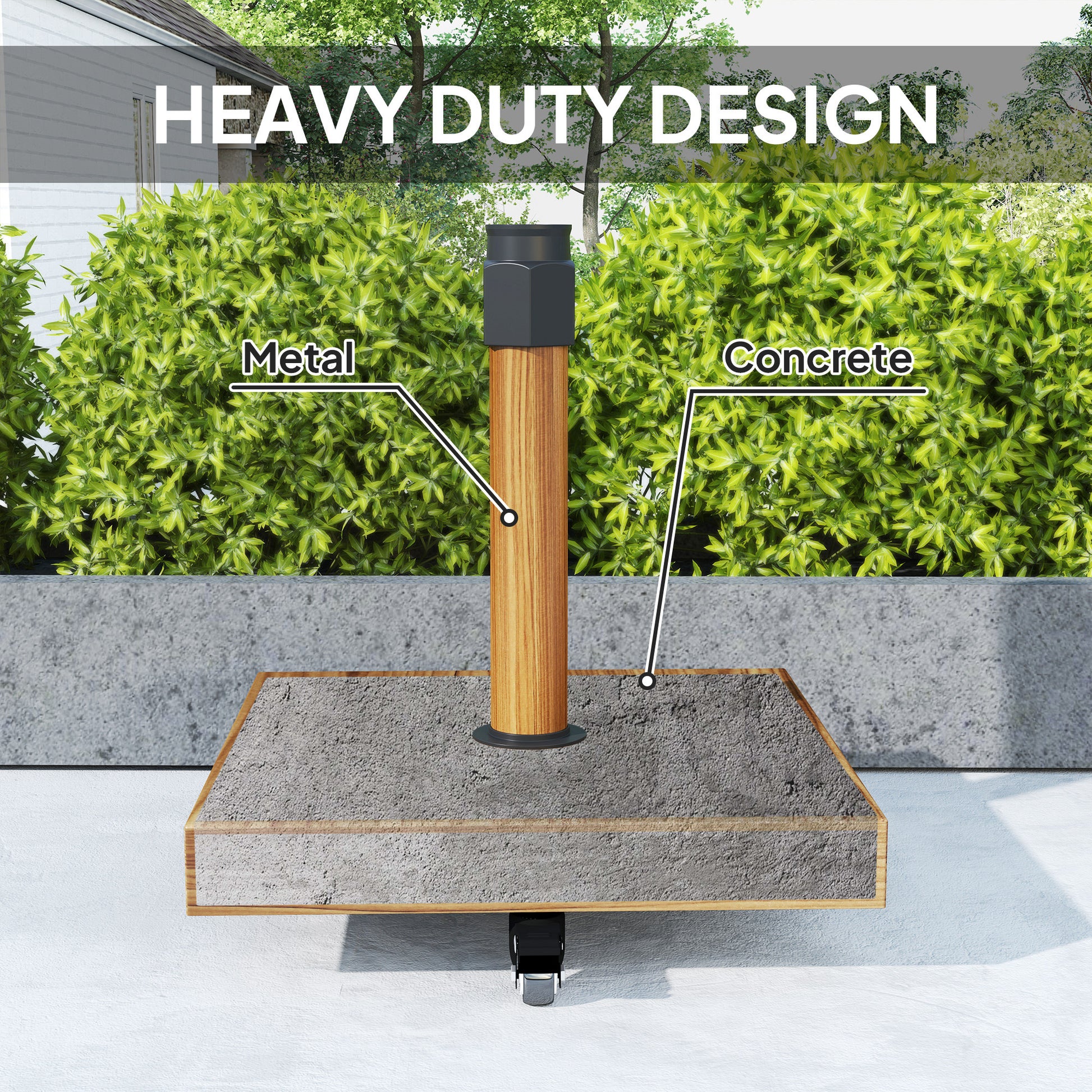 57 lbs Metal Square Patio Umbrella Base Holder, Outdoor Umbrella Stand with Wheels, Heavy Duty Patio Umbrella Stand Base