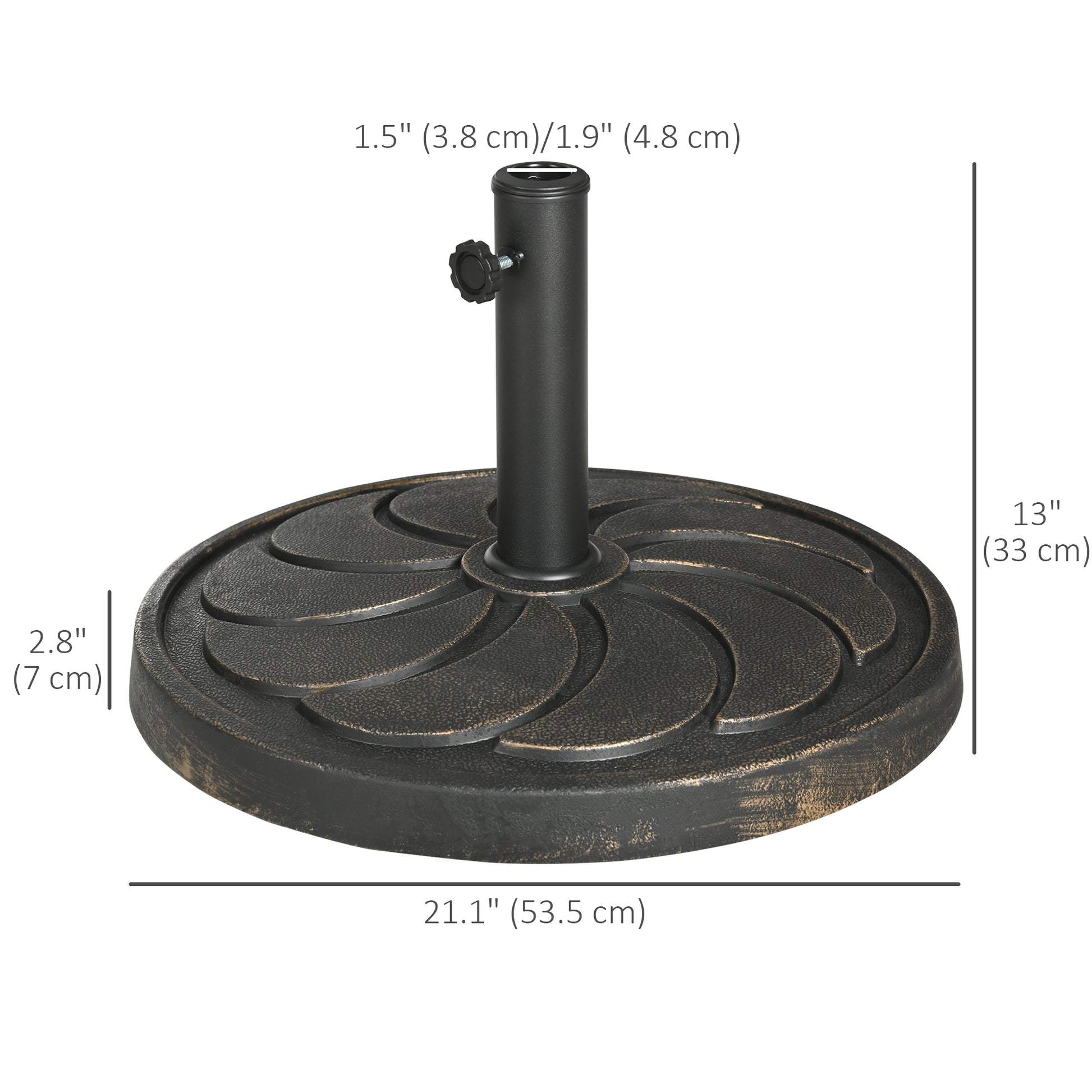 40 lb Heavy Duty Patio Umbrella Base, 21" Round Resin Market Umbrella Stand for Outdoor, Garden, Backyard, Bronze