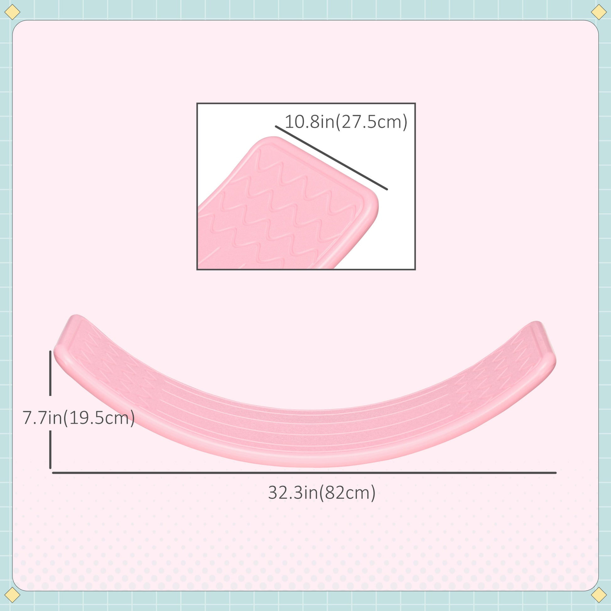 Qaba 32.3" Balance Board, Wobble Board Kids Curvy Rocker Board, Ended Preschool Learning Montessori Waldorf Toy, Pink