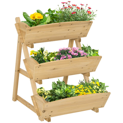 3 Tier Raised Garden Bed, 23.5" x 29.5" x 30.3" Vertical Wooden Elevated Planter Box Kit, Plant Stand for Flowers, Veget