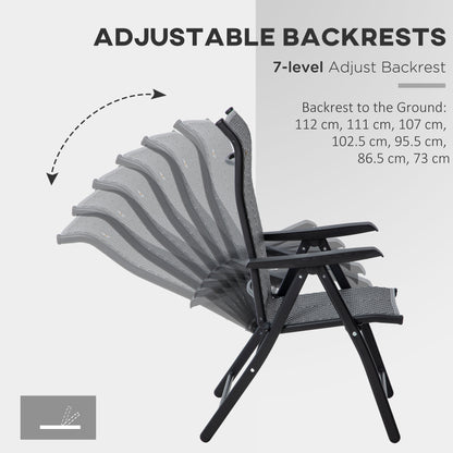 2PCs Outdoor Wicker Folding Chairs with Adjustable Backrest, Grey